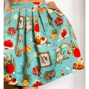 ~ Grace Karin Frida Kahlo Skirt XXXL Retro Vintage Style Pocket Cotton Pleated